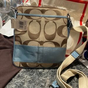 Coach Tan and Blue Crossbody Bag